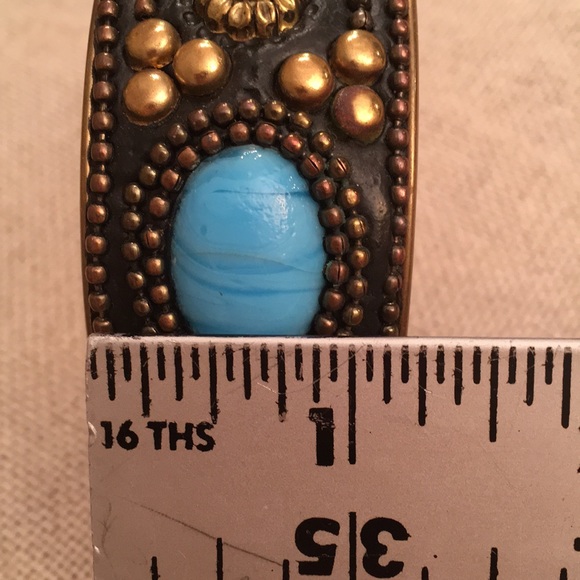 Boho Chic Brass Bangle Glass Cabochons Brass Studs - Picture 8 of 11